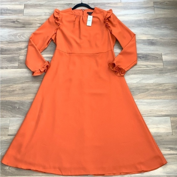 ANN TAYLOR ruffle long sleeve burnt orange - Picture 2 of 6